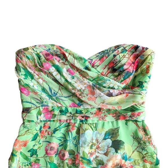 Jay Godfrey Strapless Romper Shorts Outfit sz 6 Floral Greenery Roses Flowers - Picture 10 of 16